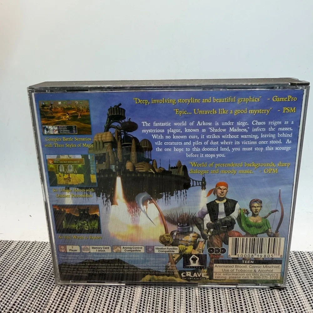 Shadow Madness Sony PlayStation‎ PS1 1999 RPG 2 Disc Set with Jade Cocoon Demo